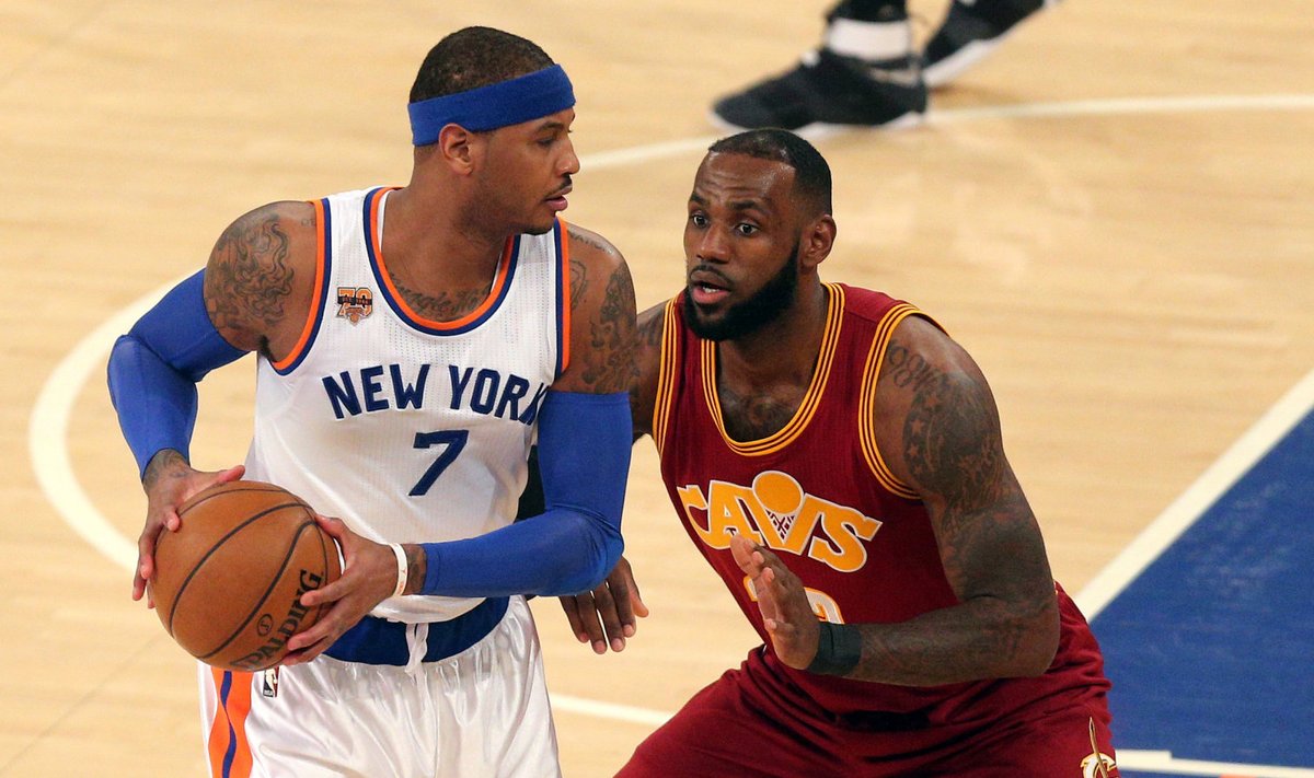 Carmelo Anthony ja LeBron James 2016. aastal New York Knicksi ja Cleveland Cavaliersi kohtumises.