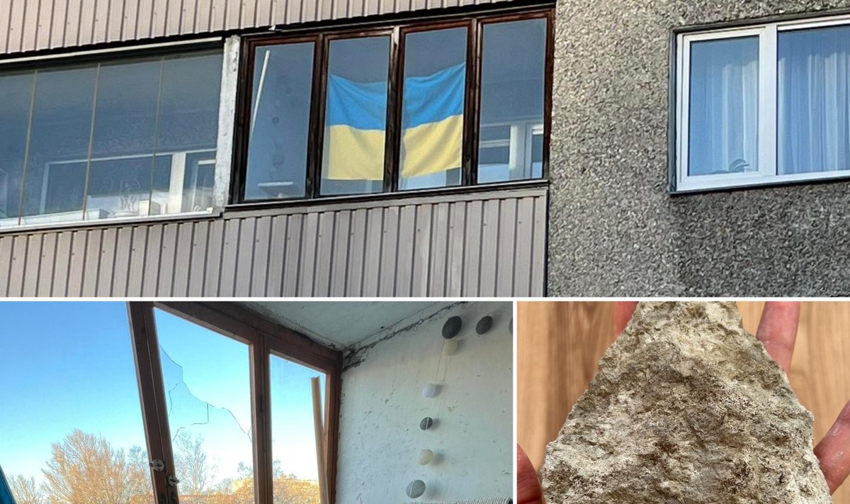 Mustamäe paneelmaja kolmanda korruse aken visati kiviga sisse. Aknal oli suur Ukraina lipp. 