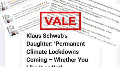 FAKTIKONTROLL | Kliimamuutuste vastu liikumispiirangutega? WEF-i juhi tütar ei ole sellist üleskutset teinud