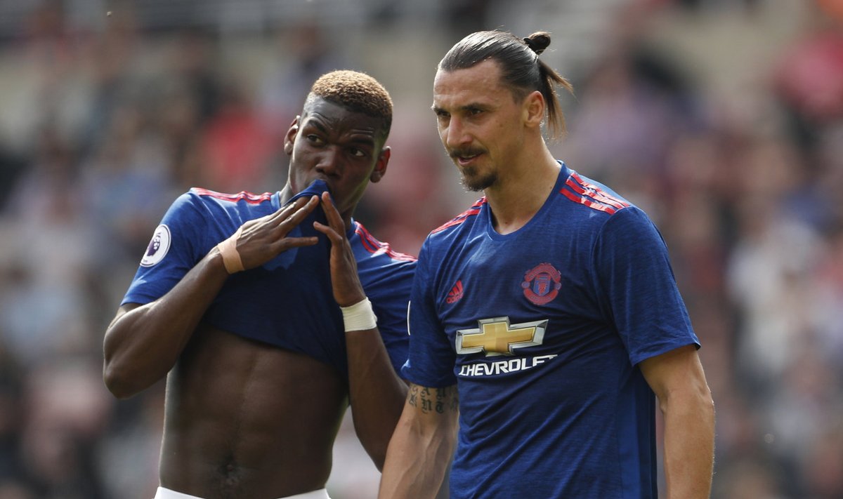 Paul Pogba ja Zlatan Ibrahimovic Manchester Unitedi särgis