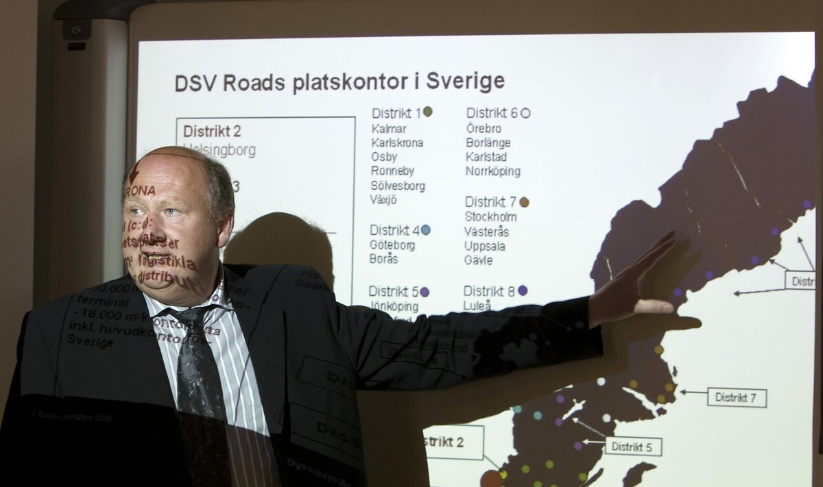 DSV juht näitab ettevõtte haaret Rootsi turul