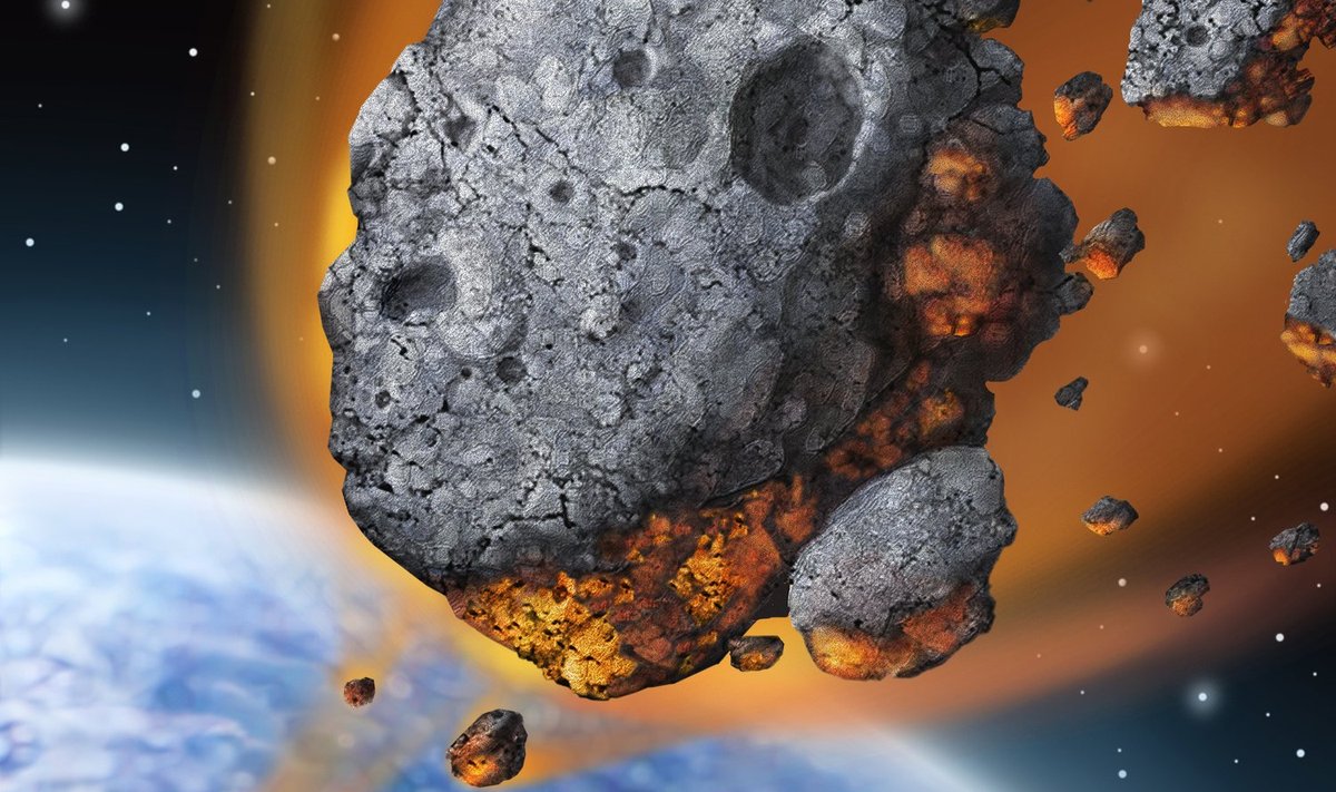 Kunstniku nägemus asteroidi Maale kukkumisest.