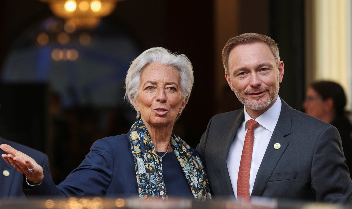 Christine Lagarde (vasakul) eelmisel nädalal toimunud G7 rahandusministrite kohtumisel. Paremal Saksamaa rahandusminister Christian Lindner.