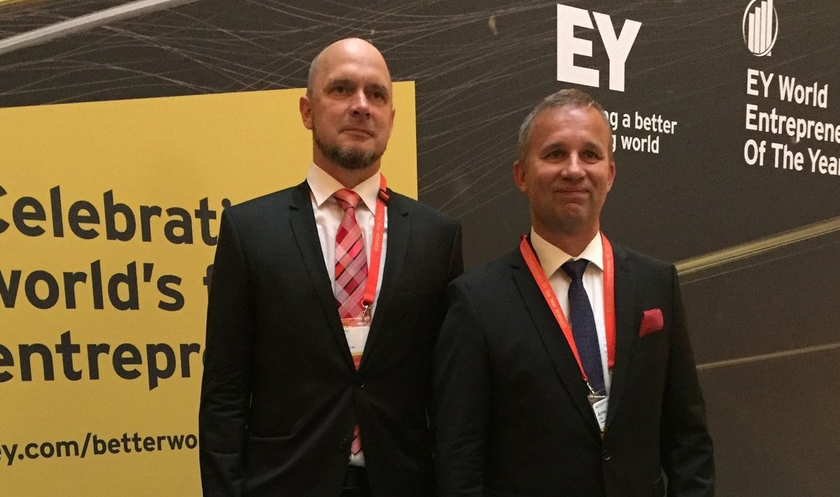 EY Eesti Aasta Ettevõtja 2017 võitjad  Arno Kütt ja Peep Kuld Monacos.