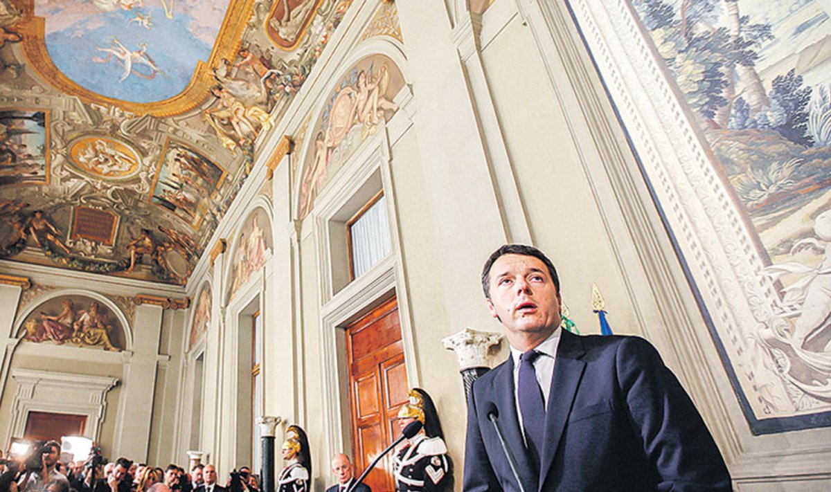 Matteo Renzi teatas eile hommikul presidendipalees võidukalt, et sai riigipealt valitsuse moodustamiseks heakskiidu.