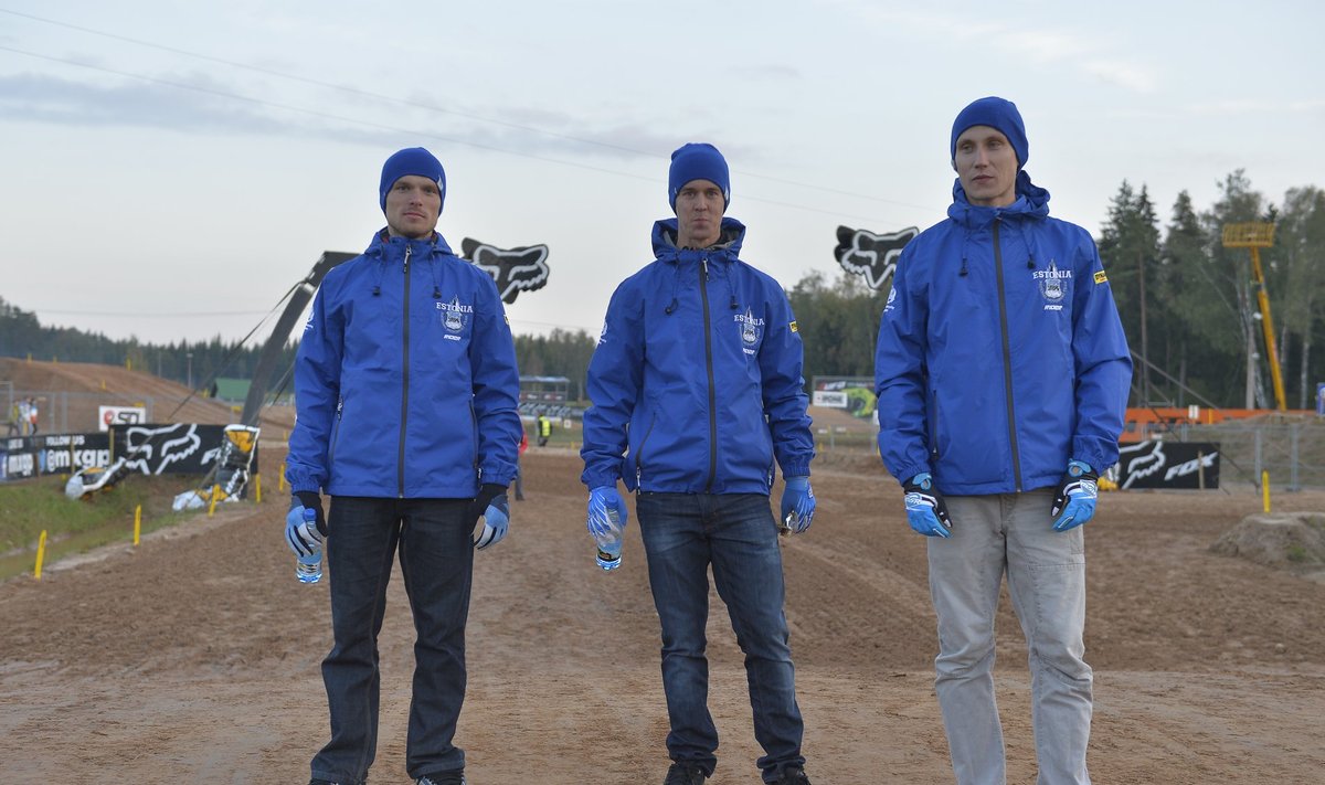 Eesti mullune Rahvuste krossi koondis (vasakult) Tanel Leok, Harri Kullas ja Gert Krestinov sõidab tänavu täies rivistuses Briti meistrisarjas.