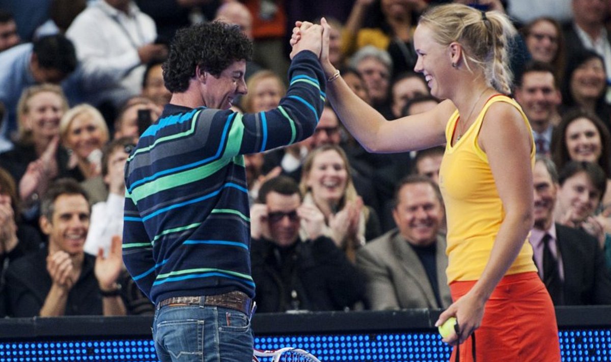 Caroline Wozniacki ja Rory McIlroy mullu 5. märtsil New Yorgis sõumatšil.
