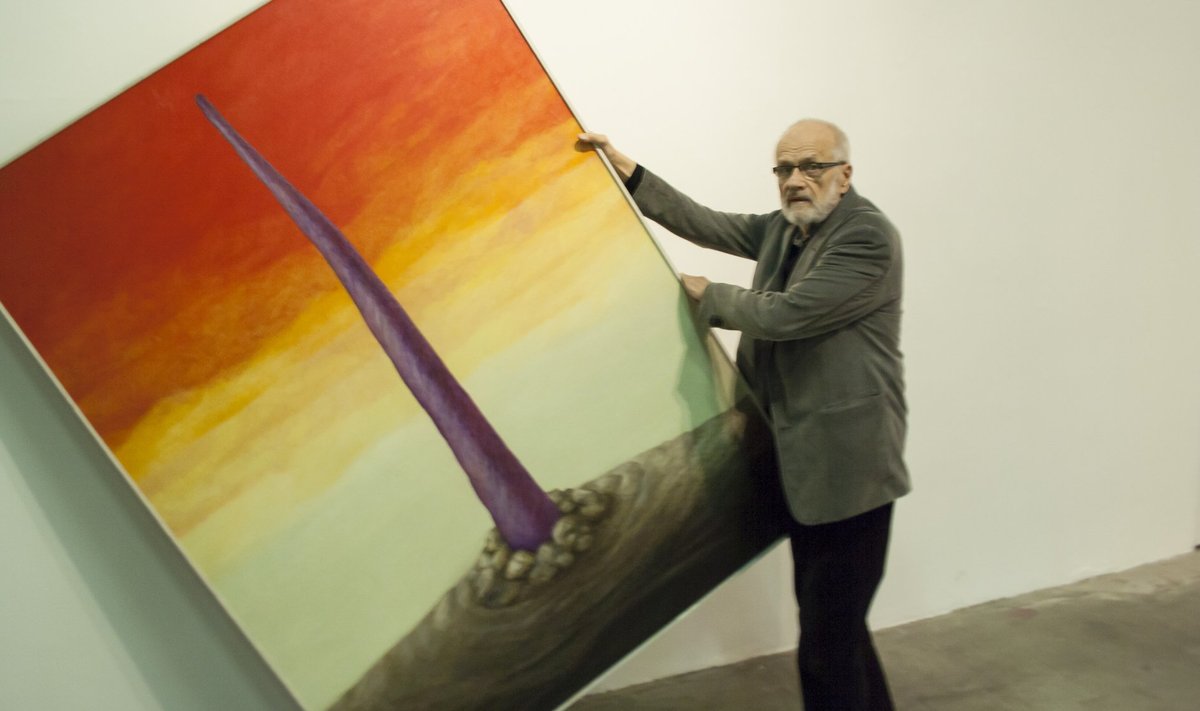 Teisipäeval käis Jüri Arrak galeriis Vaal oma maali „Võrse“ näituselt maha võtmas.