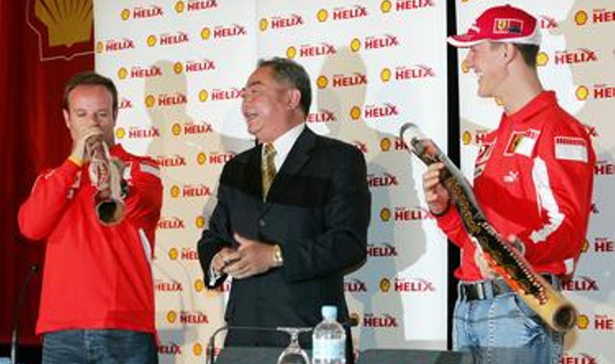 Rubens Barrichello, Michael Schumacher ja Melbourne' linnapea John So Austraalia GP tutvustamisel