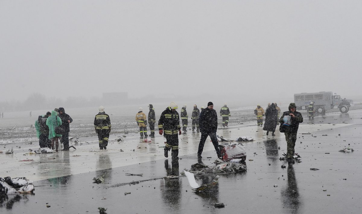 View shows crash site of Flydubai Boeing 737-800 Flight FZ981 in Rostov-On-Don