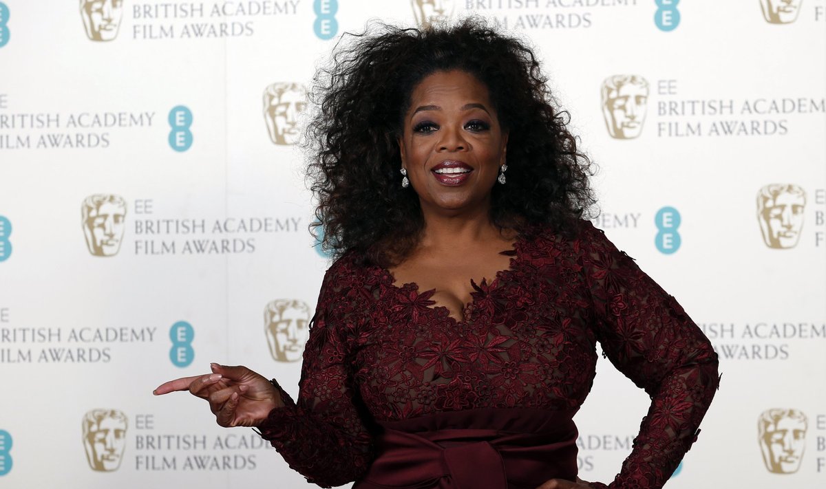 Citation reader Winfrey poses in the Winner's Area at the BAFTA awards ceremony at the Royal Opera House in London