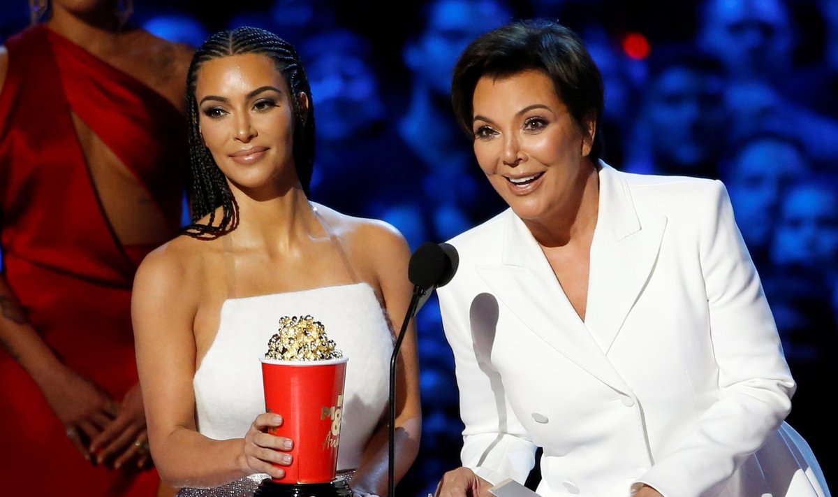 Reality stars Kardashian and Jenner accept the award for Best Reality Series or Franchise at the 2018 MTV Movie & TV Awards at Barker Hangar in Santa Monica