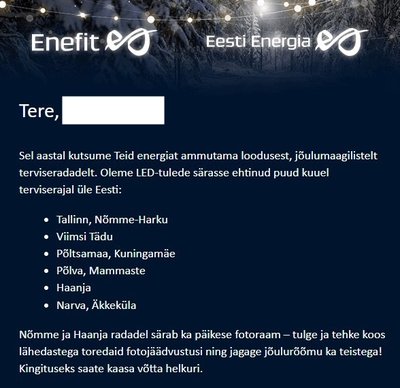 Eesti Energia jõulutervitus