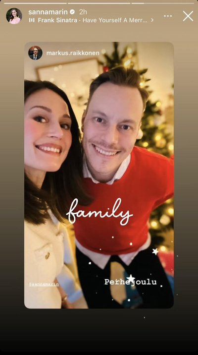 Sanna Marin tähistab jõule eksabikaasa Markus Räikköneniga.