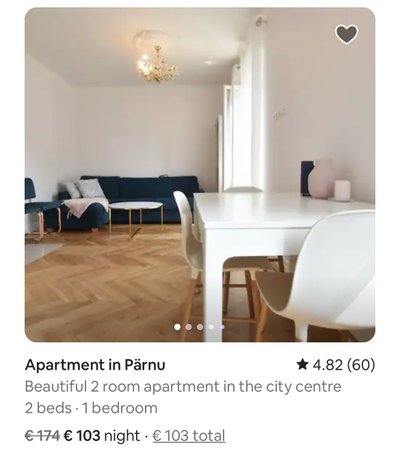 Kuvatõmmis Airbnb kodulehelt
