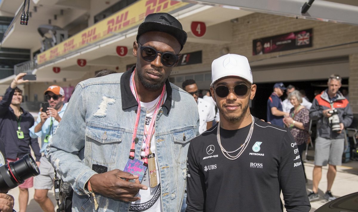 Lewis Hamilton ja hirmul Usain Bolt