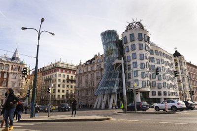 PRAGUE, CZECH REPUBLIC - MARCH 3: The Dancing House, nicknamed Fred and Ginger, completed in 1996 for Nationale-Nederlanden by Vlado Milunic and Frank