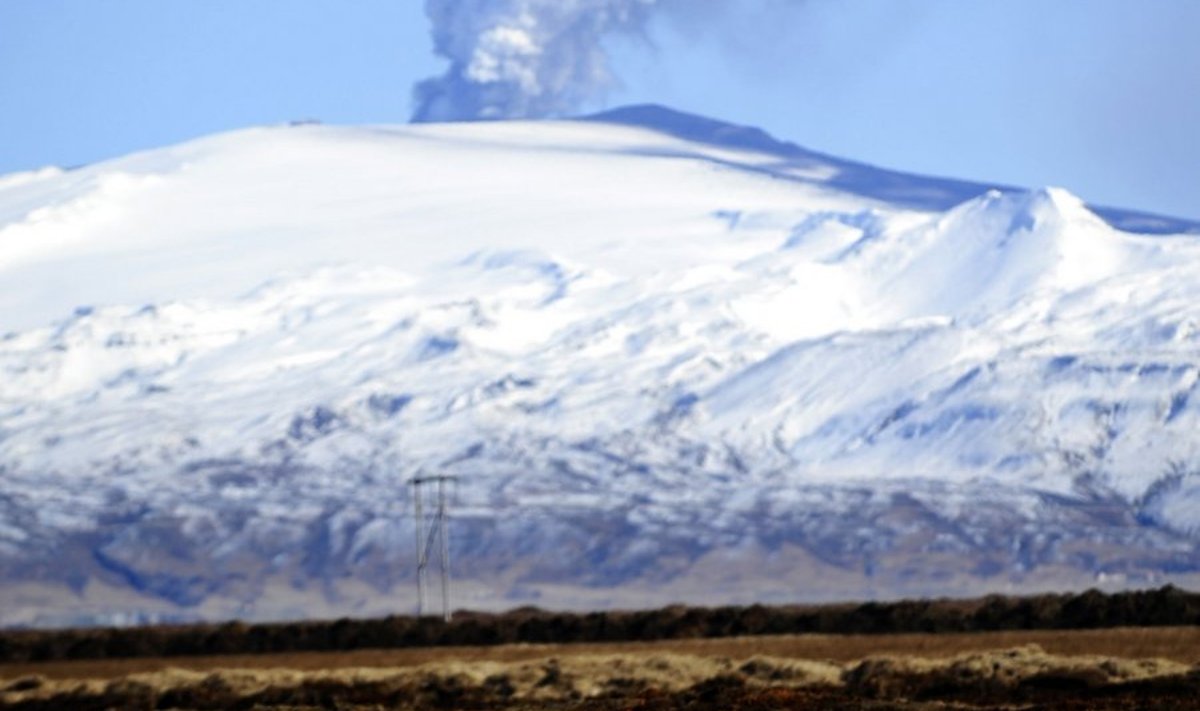 Eyjafjallajökull vulkaan Island 21. Aprill 2010.