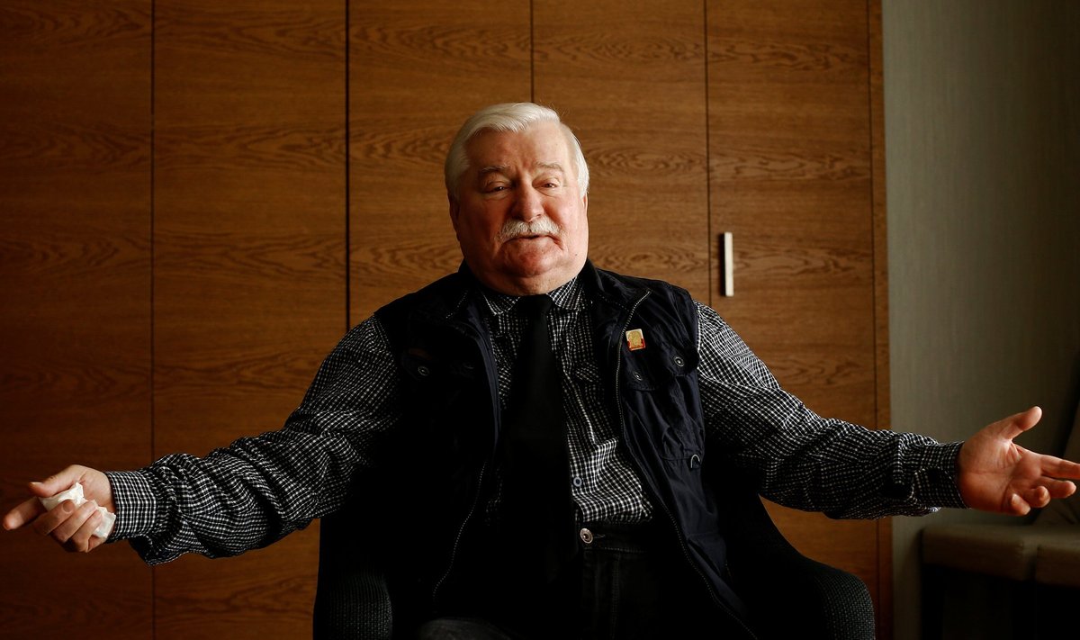 Nobel Peace Prize Laureate Lech Walesa, former president of Poland, looks on after an interview with Reuters at the hotel in Arlamow