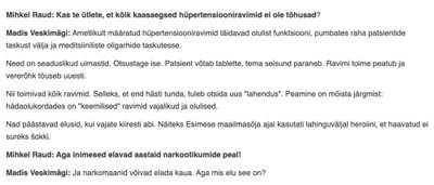 Väljavõte väidetavast intervjuust