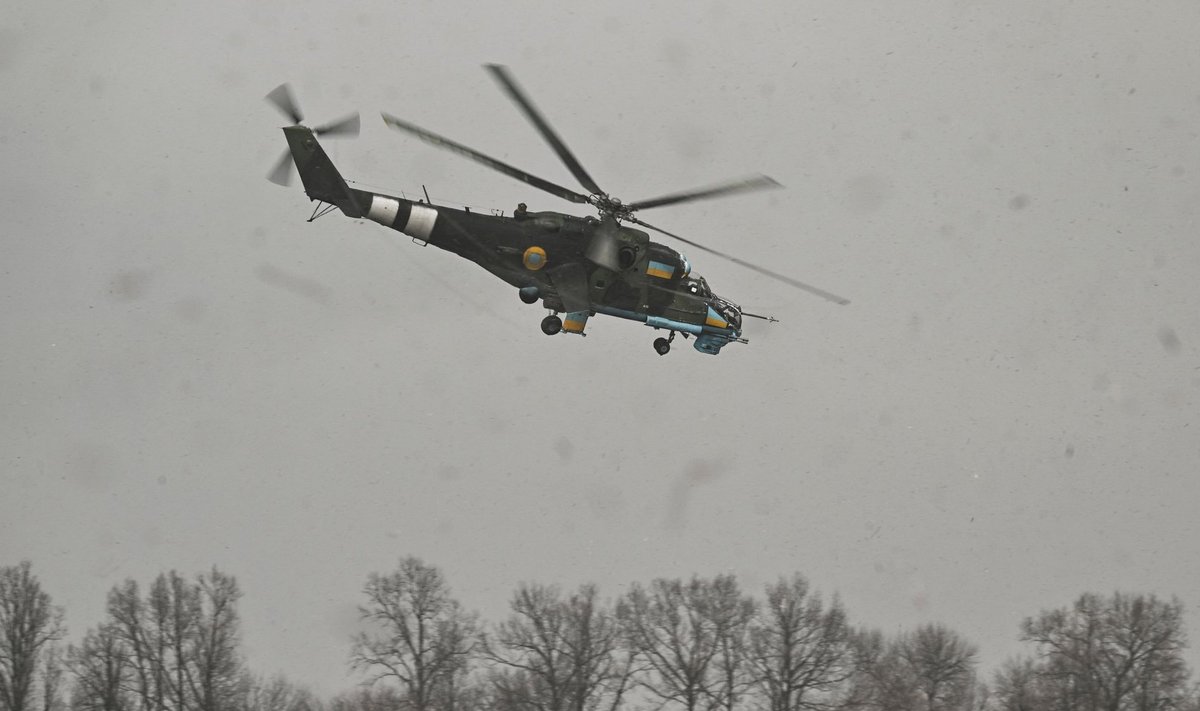 Mi-24 lahingkopter Ukrainas. Pilt ei ole seotud väidetava piiririkkumisega Valgevene territooriumil.