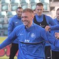 DELFI FOTOD | Eesti jalgpallikoondisel on reedel võimalus kindlustada koht C-divisjoni. Joonas Tamm: tahame homme võita