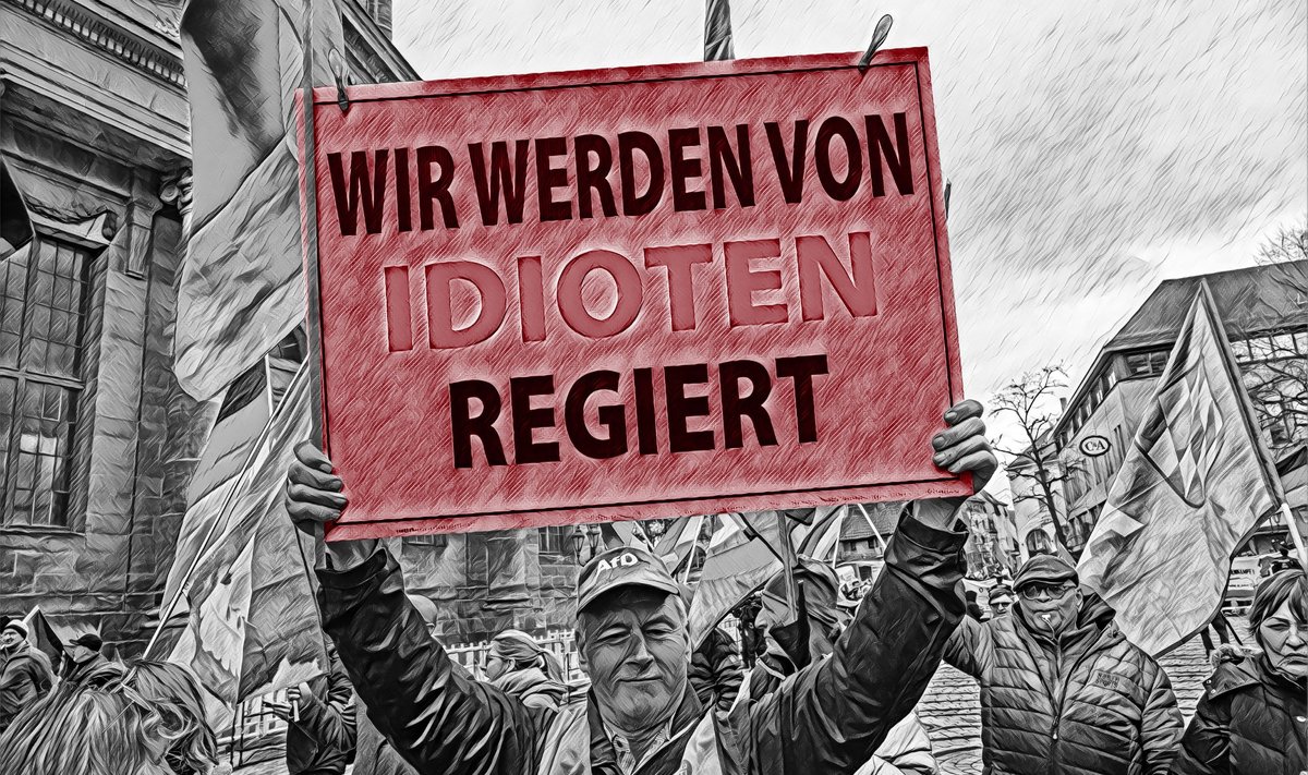 „Meid valitsevad idioodid,“ kuulutab plakat Saksa parempopulistide toetaja käes. AfD-ga sarnased erakonnad on viimasel kümnel aastal esile kerkinud kõikjal Euroopas.