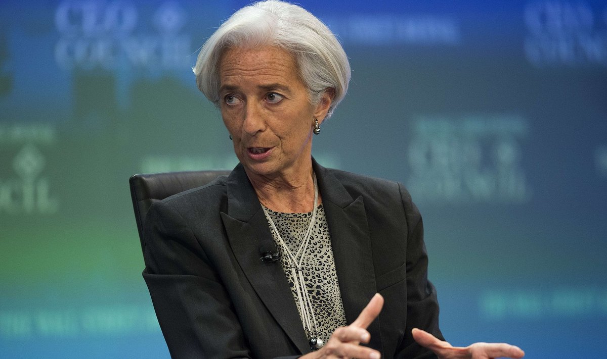 IMFi tegevdirektor Christine Lagarde Wall Street Journali konverentsil rääkimas.