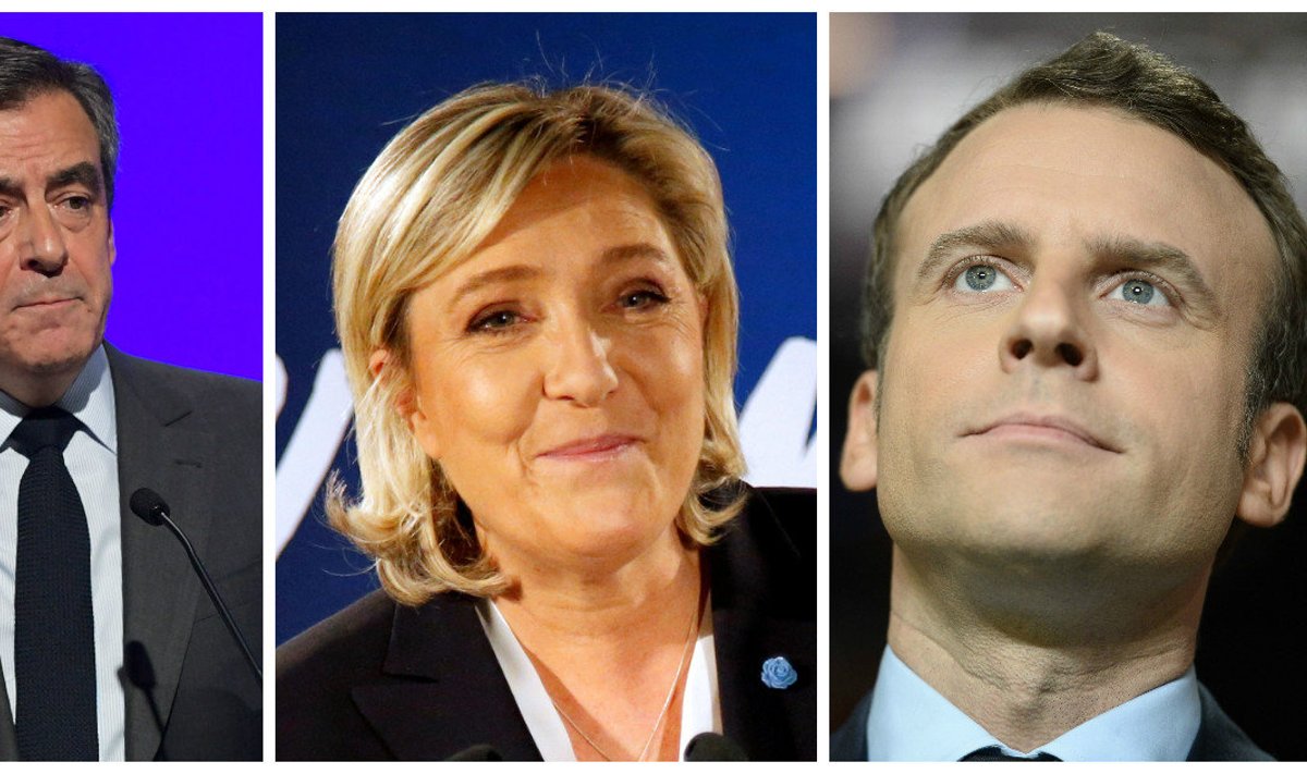 Fillon, Le Pen ja Macron