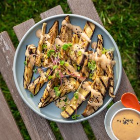Grillitud baklažaan misomajoneesiga