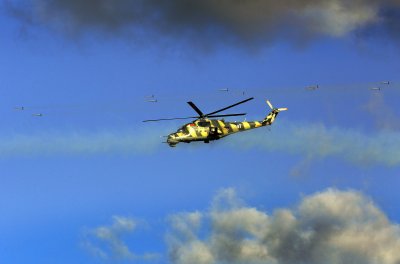 Kaitseministeeriumi sõnul suutsid Mi-24 kopterid teha õhupallid kahjutuks ühegi lasuta