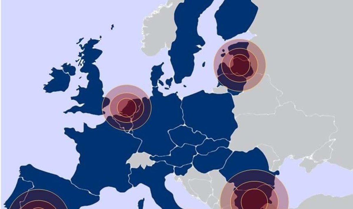 Euroopa kuritegevuse keskmed Europoli kaardil