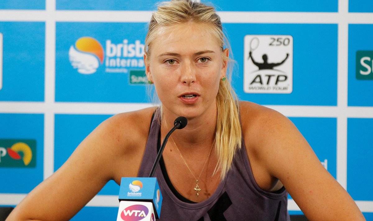 Sharapova of Russia speaks during a news conference at the Brisbane International tennis tournament
