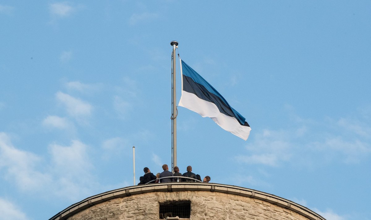 Eesti lipp kerkimas Pika Hermanni torni