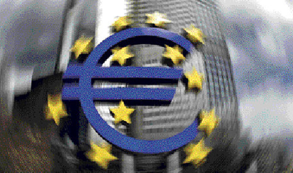 Euro ümber toimuv kipub järjest segasemaks minema. Fotol: Euro märk Euroopa Keskpanga hoone ees