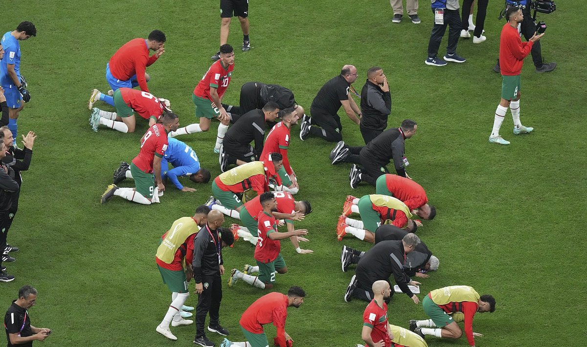 Maroko mängijad pärast kaotust Prantsusmaale.