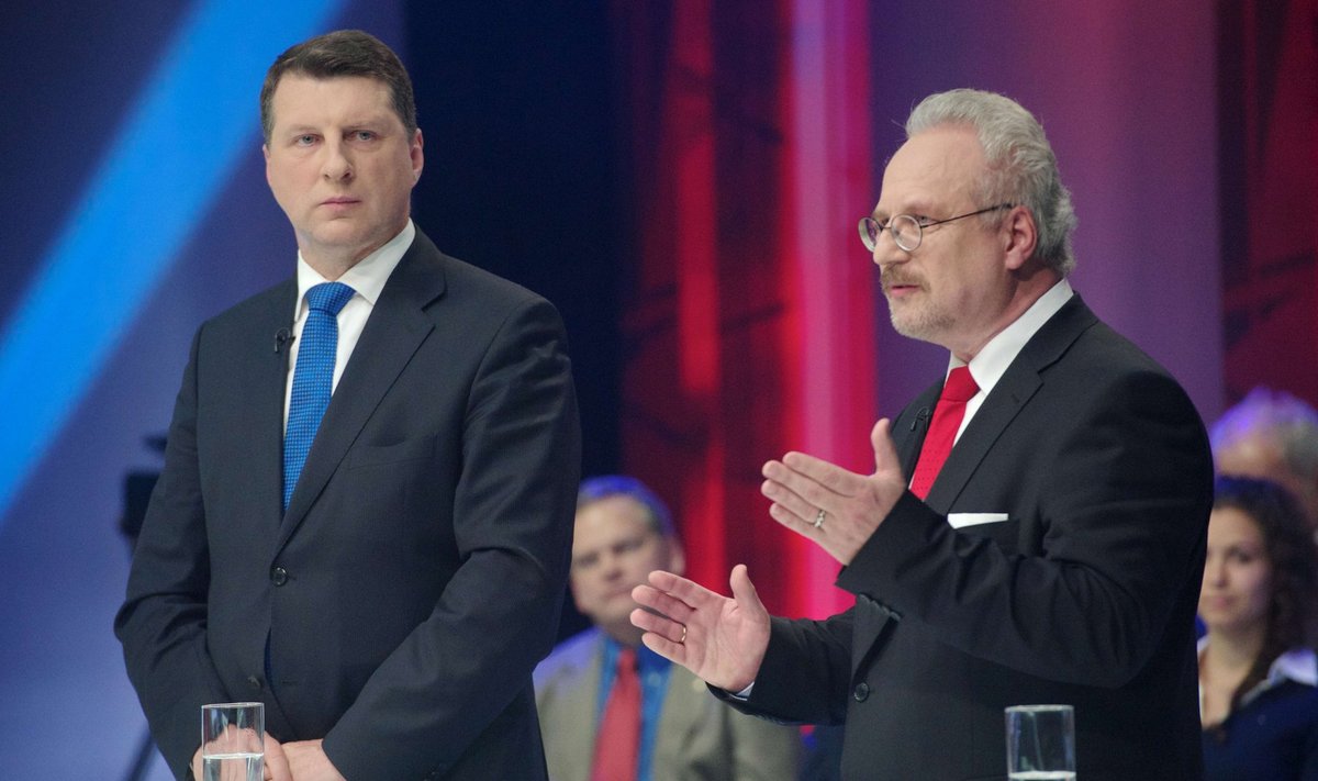 Kaks tugevamaks peetud kandidaati Raimonds Vējonis (vasakul) ja Egils Levits televäitluses