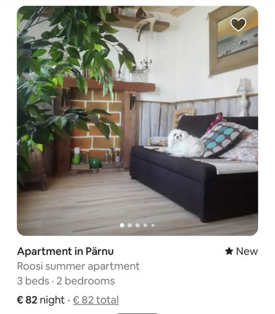 Kuvatõmmis Airbnb lehelt