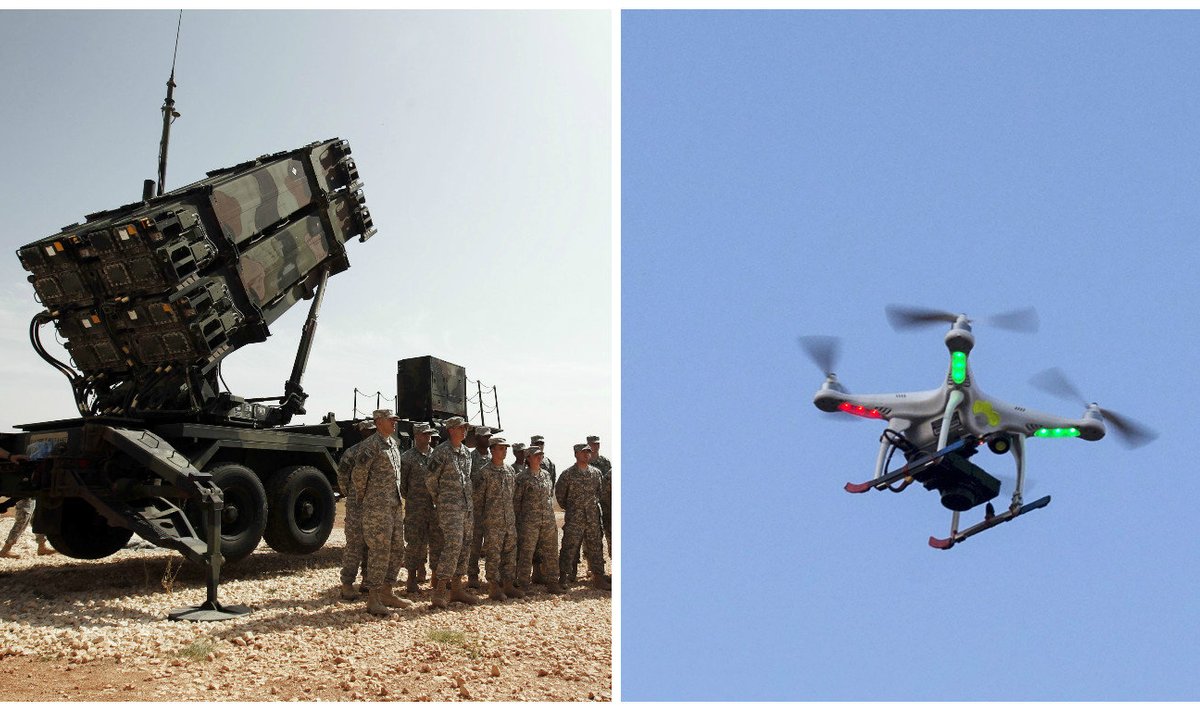USA armee sõdurid, Patriot-rakettide laskemehhanism ja üks odavamat sorti droon.