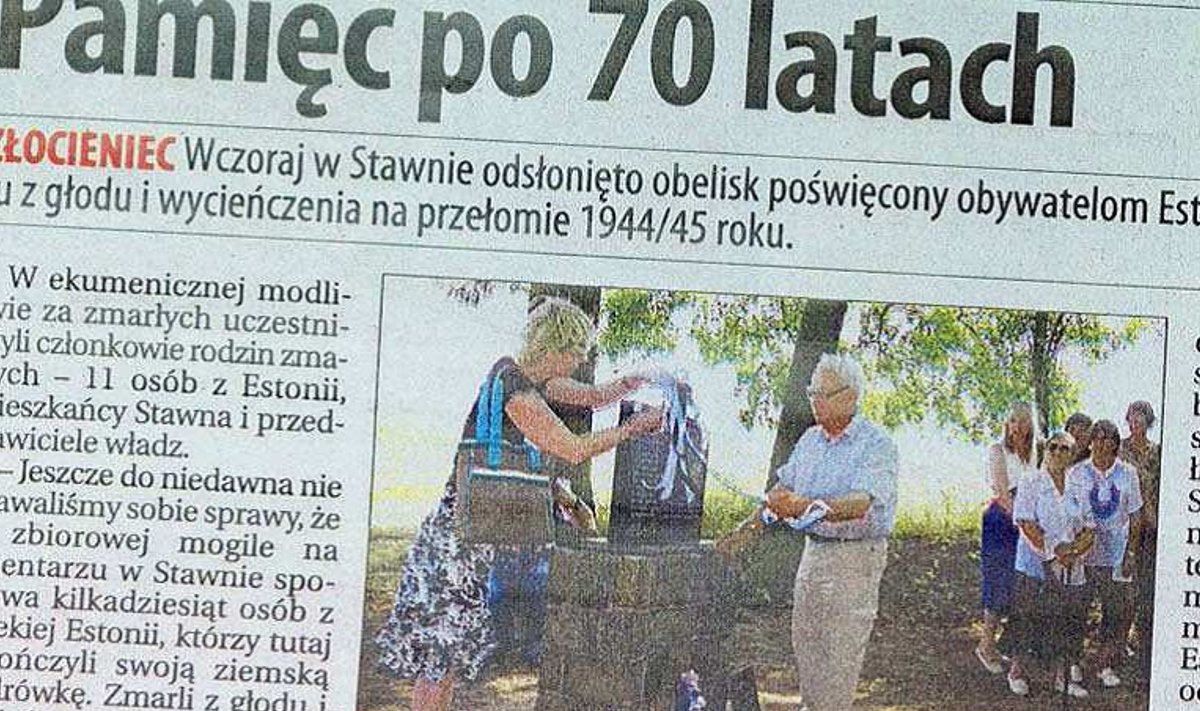 Poola ajalehes Glos Koszalinski avaldati artikkel sõrulaste saatuse ja mälestustahvli avamise kohta.