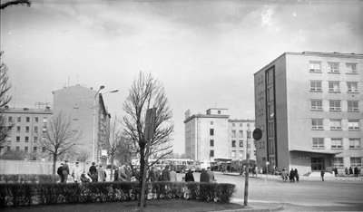 Rävala (Lenini) pst. Vaade Estonia pst suunas, 1968