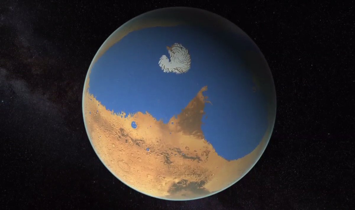 Marsi kunagine ookean. Fototöötlus: NASA/Villanueva/Mumma/Gallagher/Feimer et al.