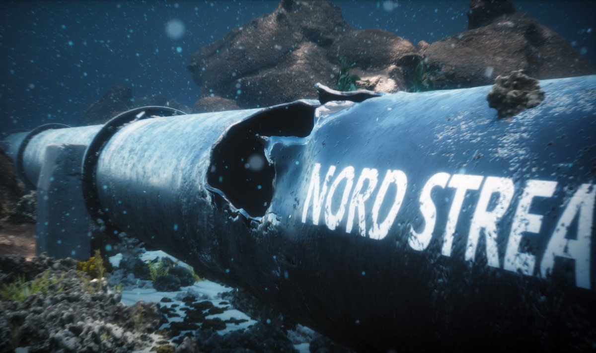 3D-illustratsioon katkisest Nord Streami gaasitorust.
