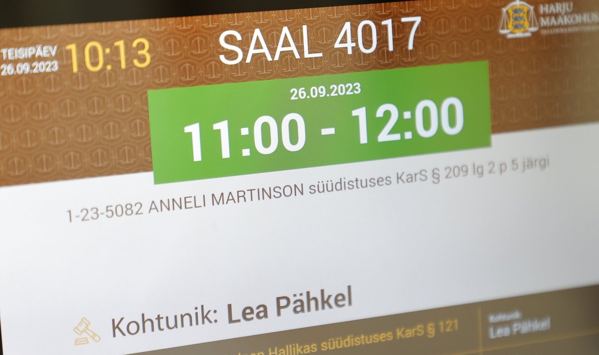 Anneli Martinson täna kohtusaali ei ilmunud