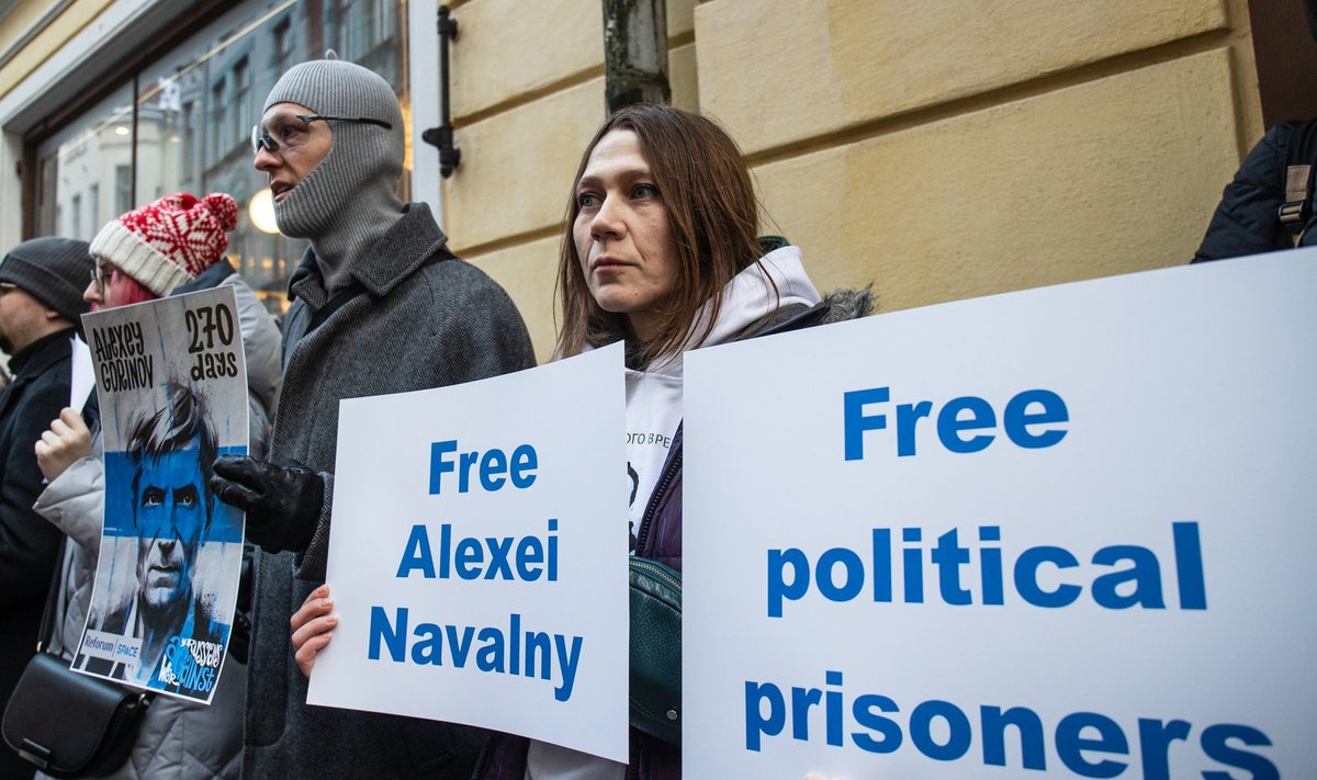 Акция в поддержку Алексея Навального в Таллинне 21.01.2023
