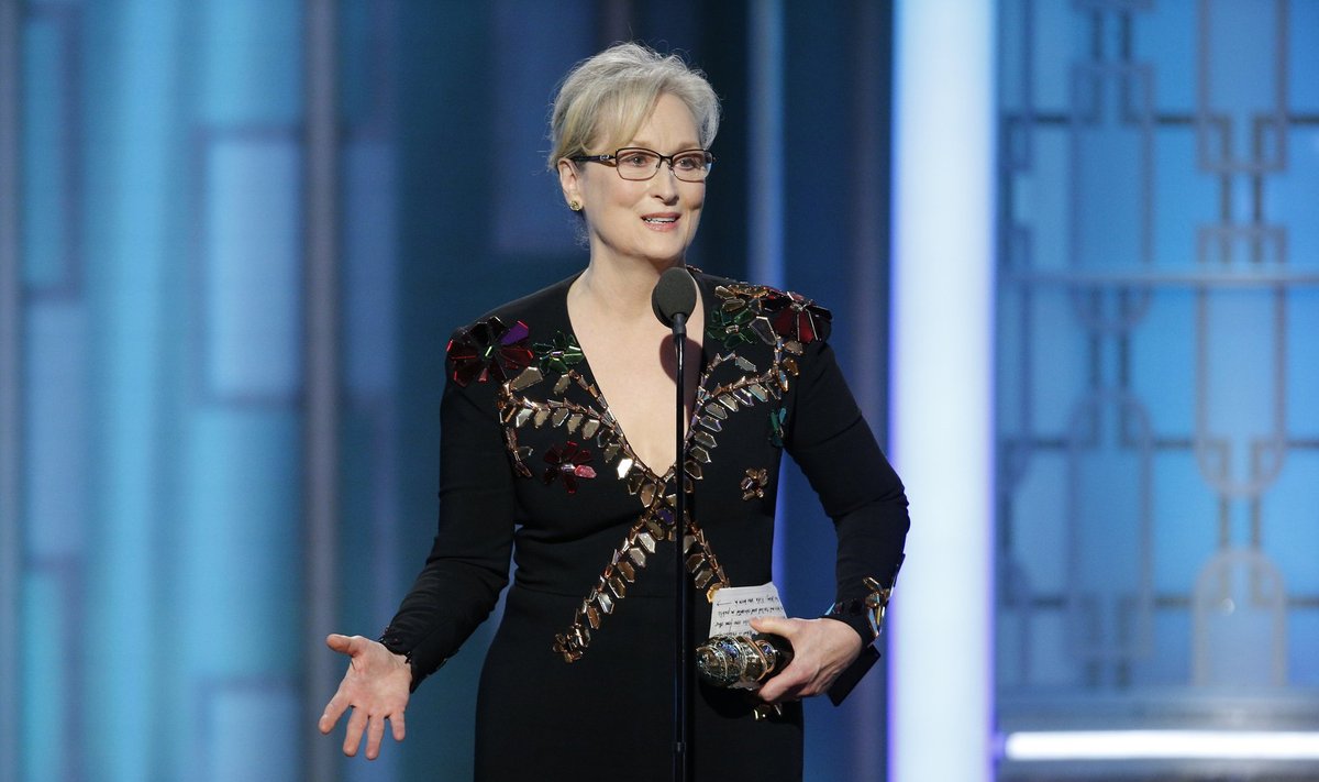 Meryl Streep pidamas kõnet 74. Kuldgloobuste galal. 