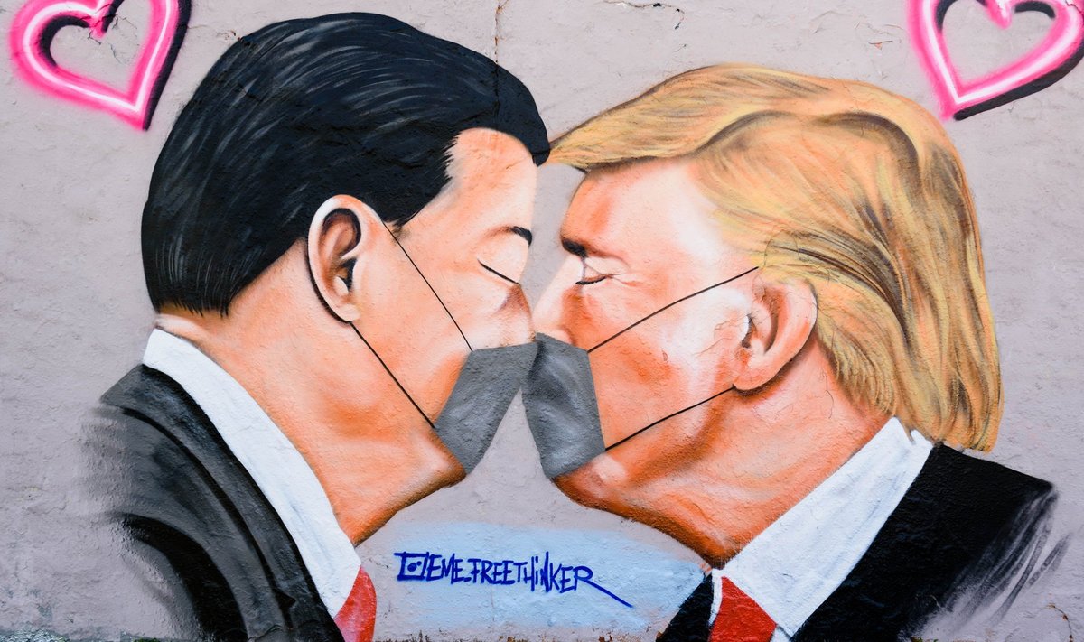 Euroopa riigid näevad vaeva, et Huawei küsimuses nii USA-le kui ka Hiinale meeldida. Pildil Hiina-USA sõprust ilmestav grafiti Berliinis.