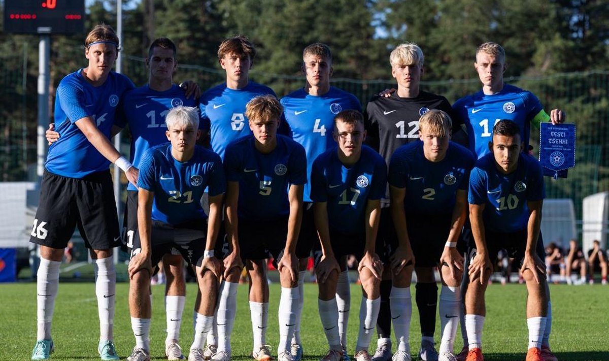 Eesti noormeeste U19 koondise algkoosseis maavõistlusmängus Tšehhiga