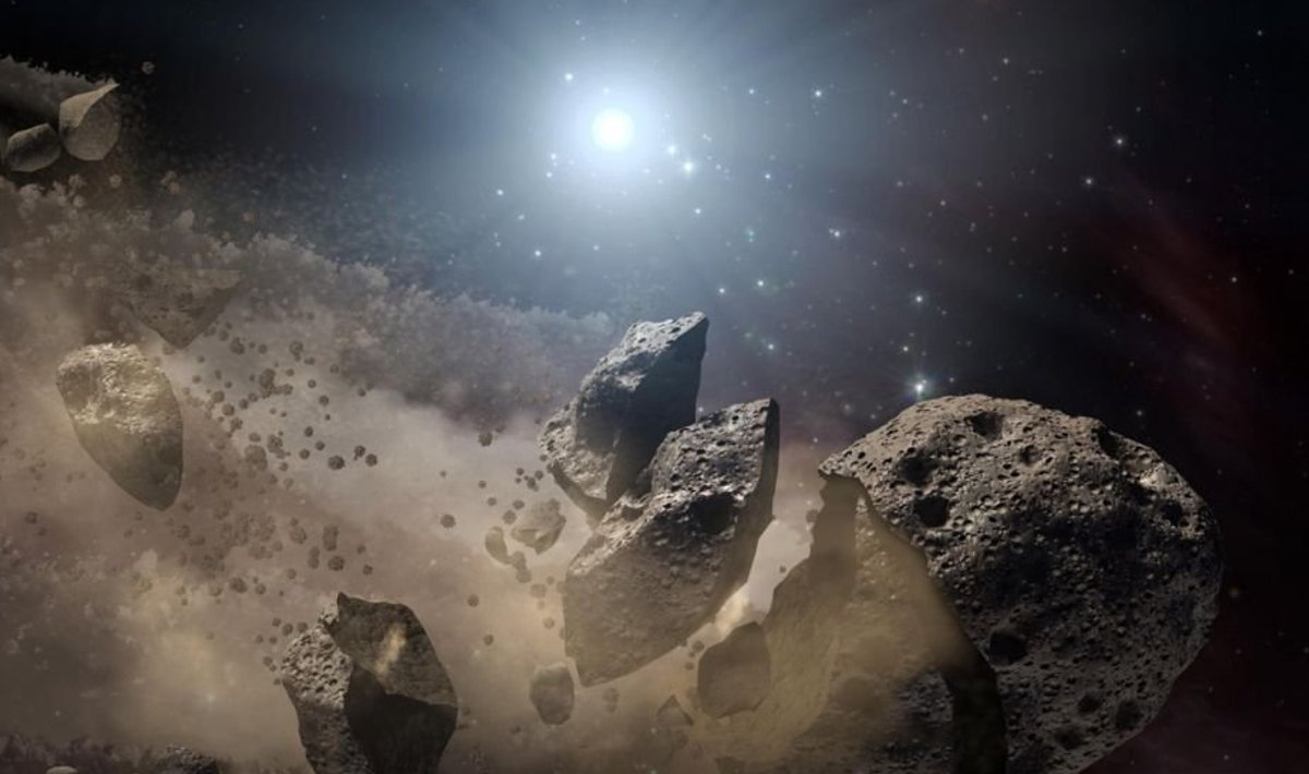 Joonistus tähe poolt lõhutud asteroidist (Foto: Wikipedia / NASA JPL CalTech)
