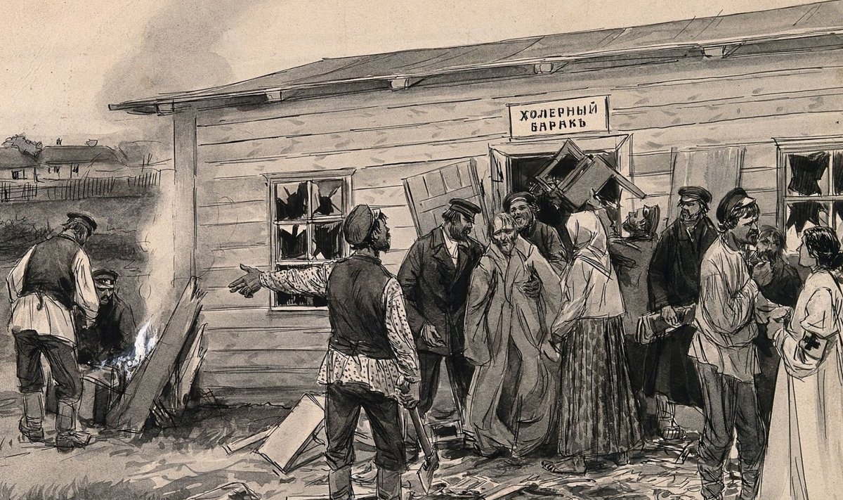 Koolerapandeemiaid ning nende põhjustatud rahutusi ja segadusi tuli Venemaal ette veel 20. sajandi alguses. (Pilt: A. Wladimiroff / Wellcome Images / Wikimedia Commons)